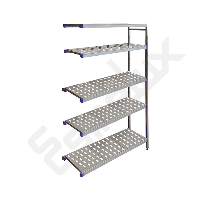 M�dulo adicional de estanter�a Inox MB con 5 estantes y paneles perforados